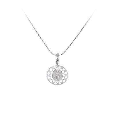 Pendant Madonna Virgin Mary of White Gold
