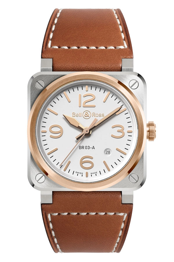 Bell & Ross BR 03 White Steel & Gold BR03A-WH-STPG/SCA