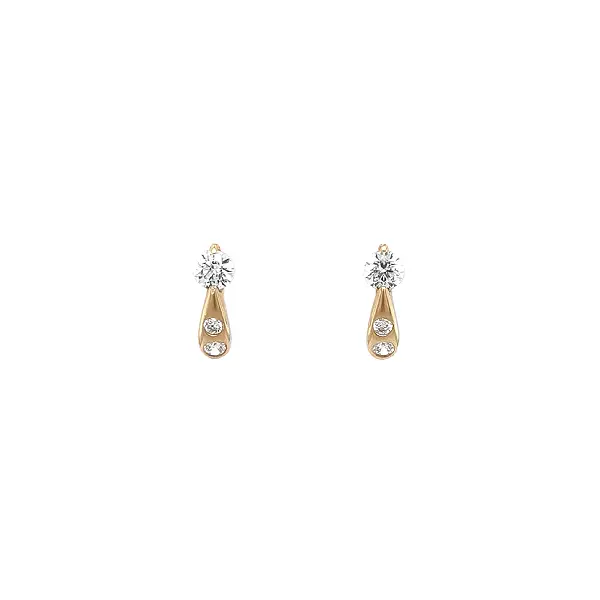 Elegant Gold Earrings with Zircon and Teardrop Design