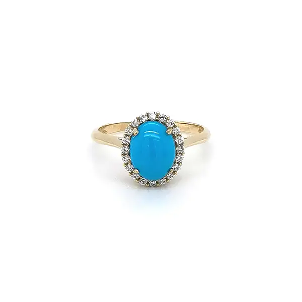 Gold Ring with Turquoise and Zirconia