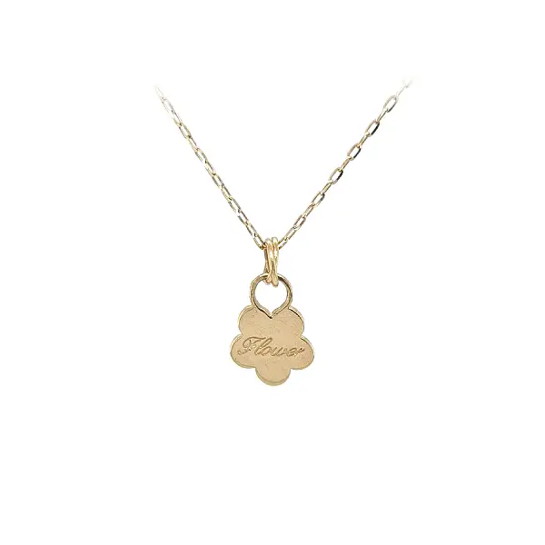 Zlatý přívěsek květina s gravírováním „Flower“
