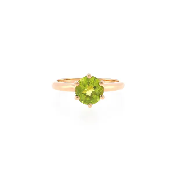Prsten z 18kt růžového zlata s peridotem 1,35 ct