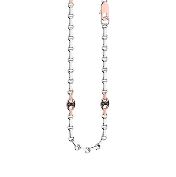 Zlatý Pánský Řetízek s Černými Diamanty