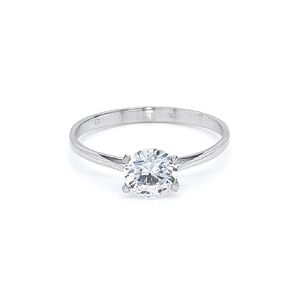 Engagement Ring with White Gold Zircon