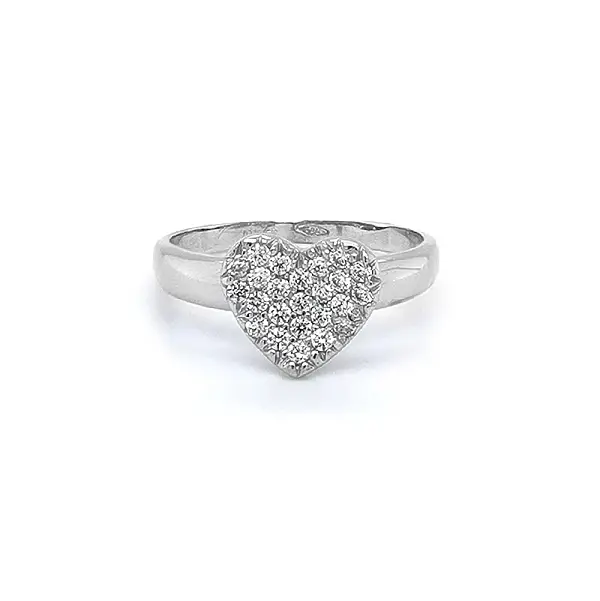 Prsten Srdce se Zirkony z Bílého Zlata