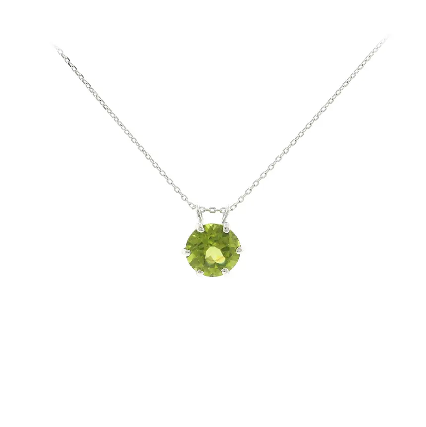 Přívěsek z bílého zlata s přírodním peridotem 2,00 ct