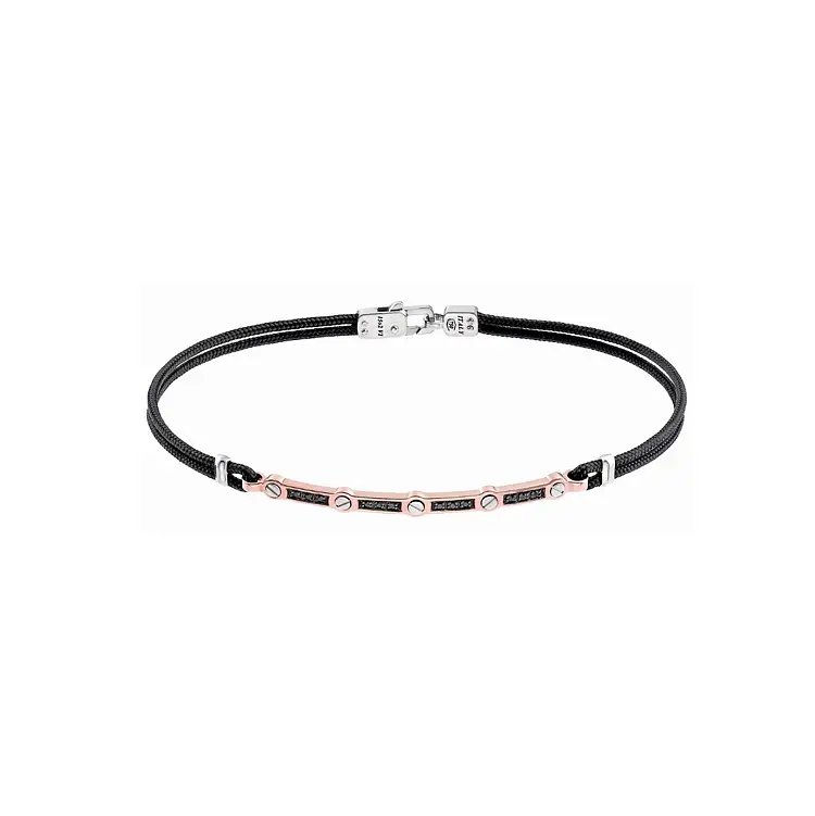 Zlatý Pánský Náramek Zancan s Černými Diamanty