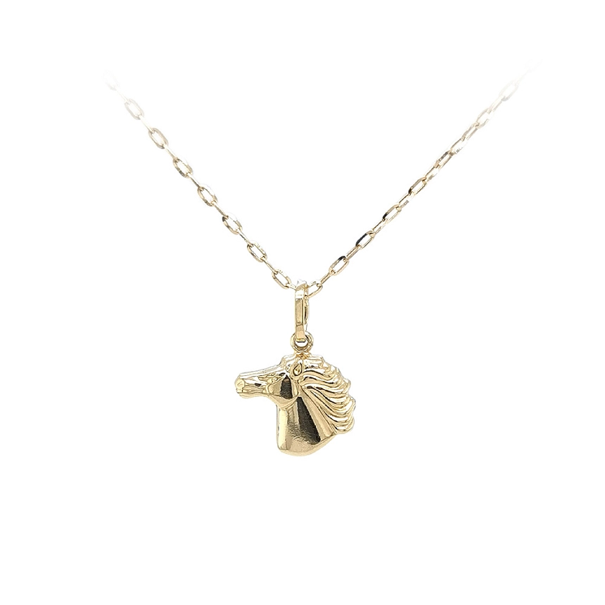 Gold Pendant with Delicate Horse Head Motif