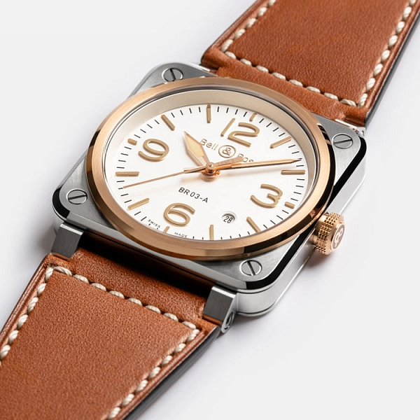 Bell & Ross BR 03 White Steel & Gold BR03A-WH-STPG/SCA