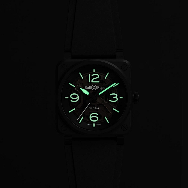 Bell & Ross BR-03 Skeleton Black Ceramic BR03A-BL-SKCE/SRB