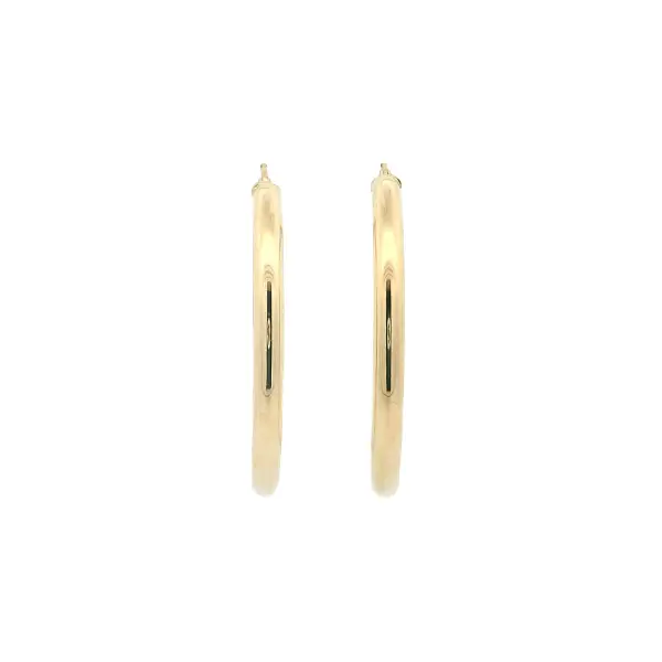 Jemné Kruhové Náušnice ze 14kt Žlutého Zlata, Ø 46,80 mm