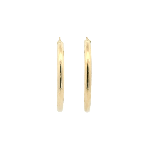 Jemné Kruhové Náušnice ze 14kt Žlutého Zlata, Ø 46,80 mm