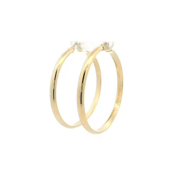 Jemné Kruhové Náušnice ze 14kt Žlutého Zlata, Ø 46,80 mm