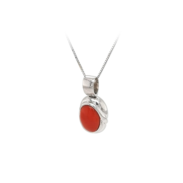 Exclusive White Gold Pendant with Coral