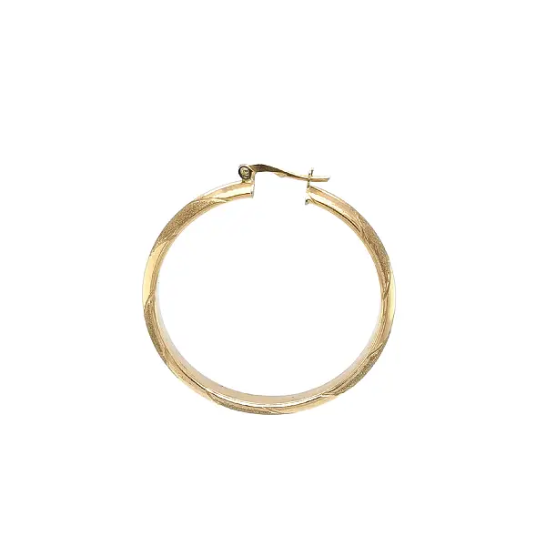 Yellow Gold Hoop Earrings with Polished and Matte Finish