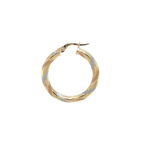 Tricolor Gold Hoop Earrings with Polished and Matte Finish