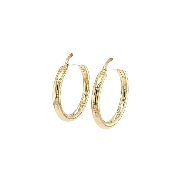 Gold Hoop Earrings with High Polish Shine