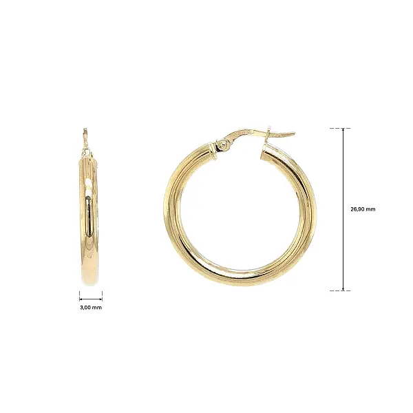 Gold Hoop Earrings with High Polish Shine