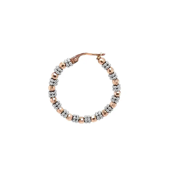 Hoop Earrings in Combined Gold with Beaded Decor