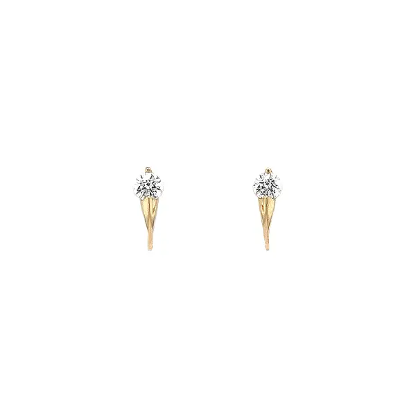 Gold Earrings with Zircon in Organic Design