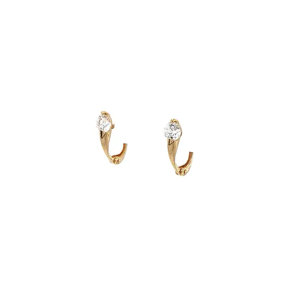 Gold Earrings with Zircon in Organic Design