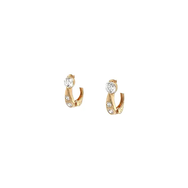 Elegant Gold Earrings with Zircon and Teardrop Design