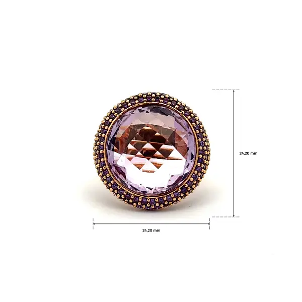 Золотое кольцо с фиолетовым аметистом