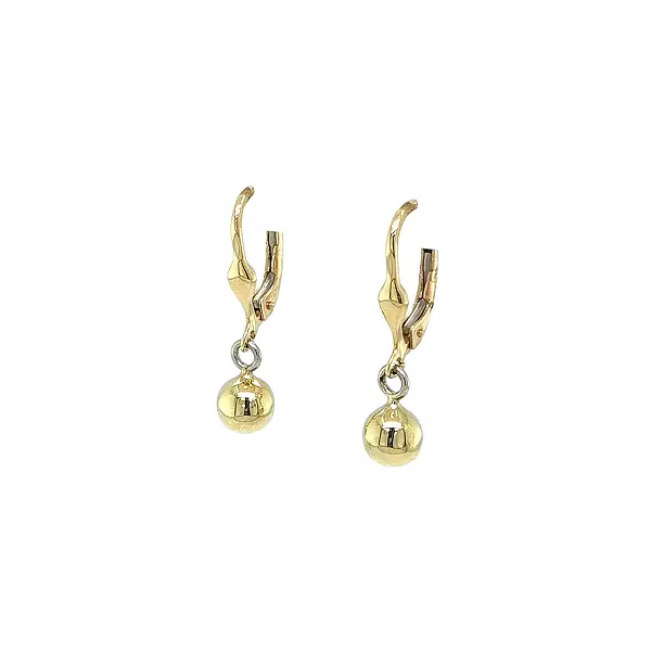 Gold dangling earrings with bead