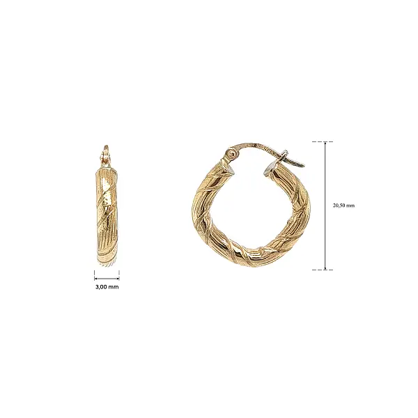 Gold Hoop Earrings with Engraved Pattern