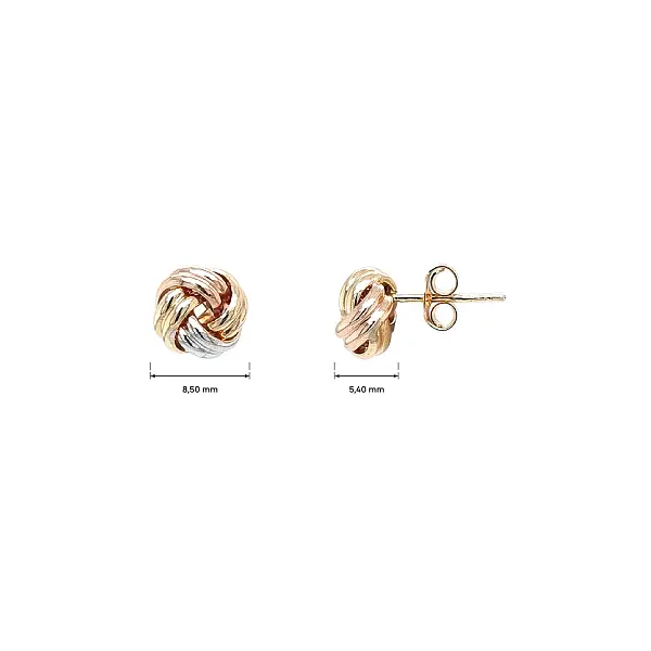 Gold Knot Earrings in Yellow, White & Rose Gold