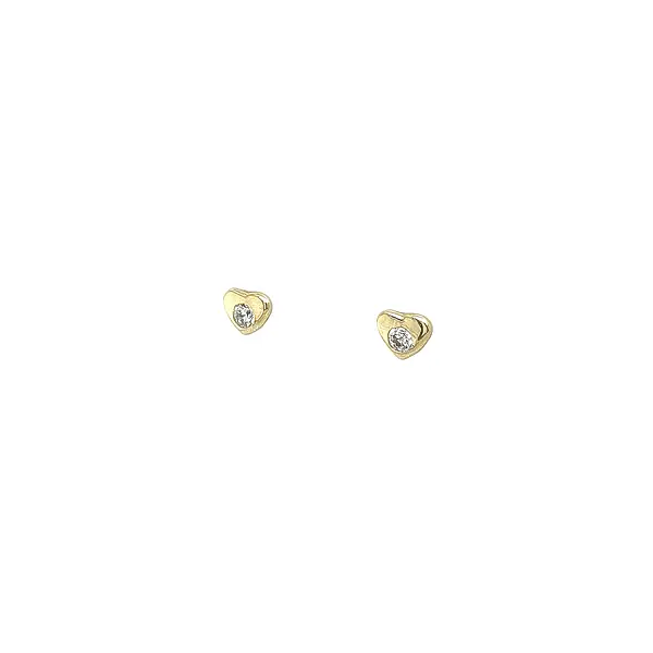 Gold Heart Earrings with Sparkling Stone