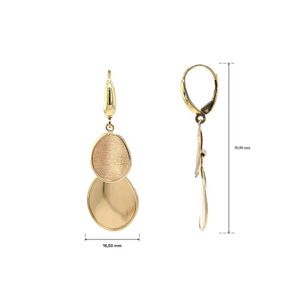 Zlaté visací náušnice s dvojitým oválným motivem