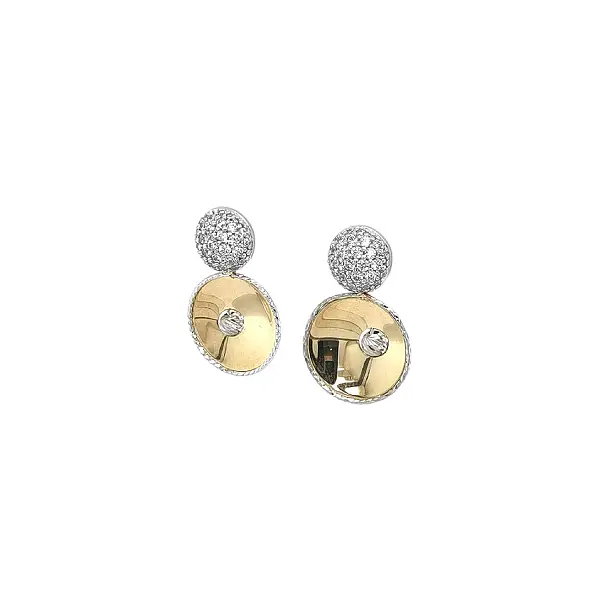 Gold Zircon Earrings in a Two-Tone Design