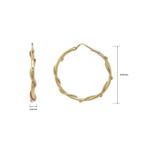 Zlaté kruhové náušnice s propleteným designem