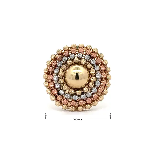 Zlatý prsten ve třech barvách zlata se strukturovaným motivem