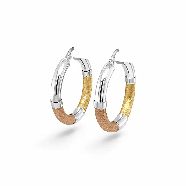 Kruhové náušnice z trojbarevného zlata