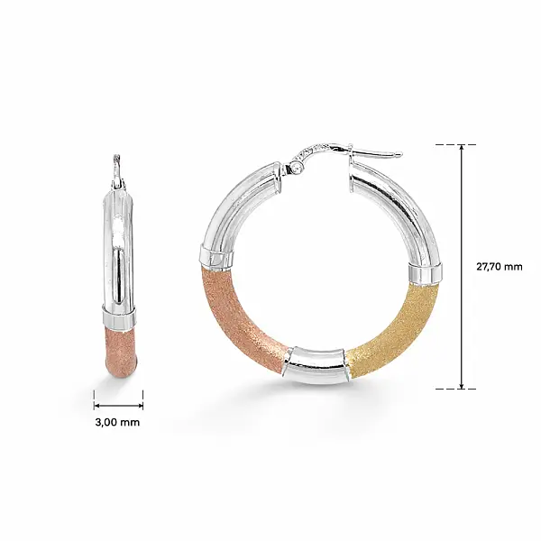 Kruhové náušnice z trojbarevného zlata