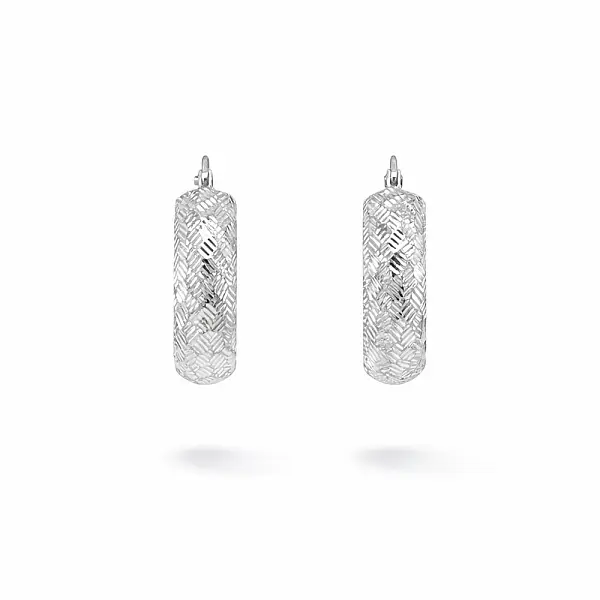 Kruhové náušnice z bílého zlata s rytým povrchem