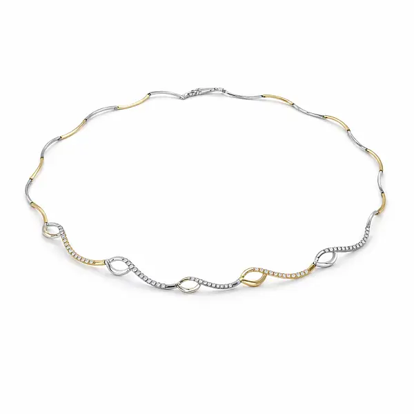 Náhrdelník z kombinovaného zlata se zirkony