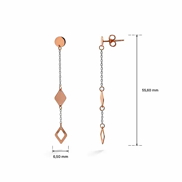 Zlaté řetízkové náušnice s geometrickým motivem
