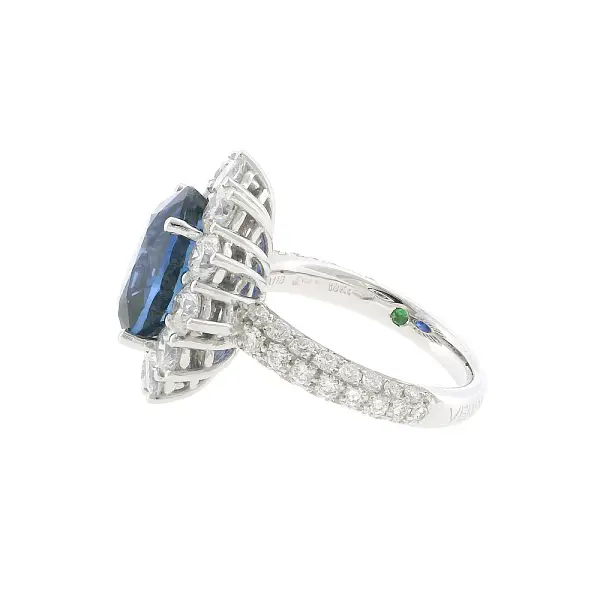 Zlatý Prsten se Safírem a Diamanty