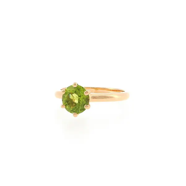 Prsten z 18kt růžového zlata s peridotem 1,35 ct