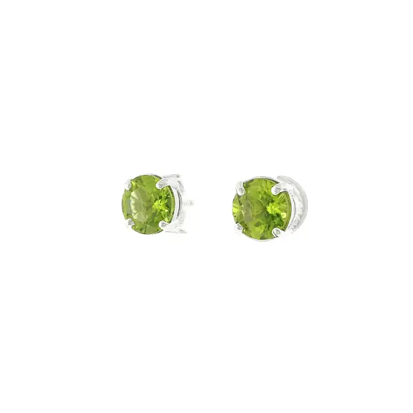 Náušnice z 18kt bílého zlata s peridoty 3,80 ct