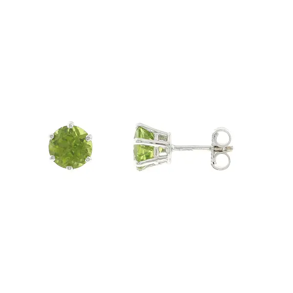 Peckové náušnice z 18kt bílého zlata s peridoty 3,15 ct