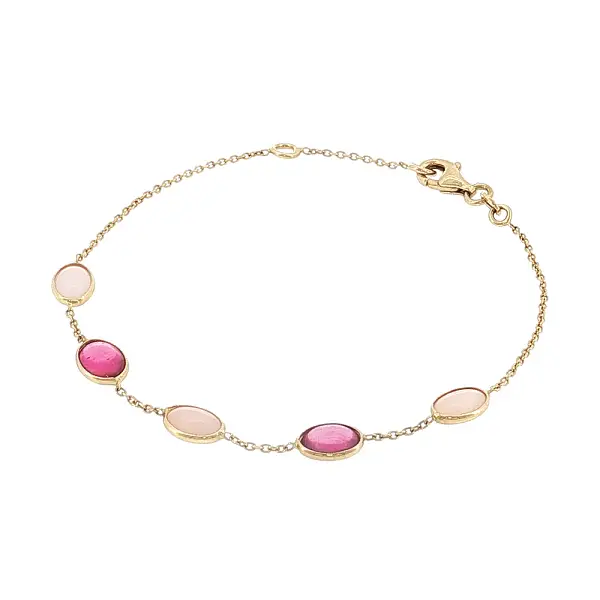 14k Gold Bracelet with Pink Gemstones