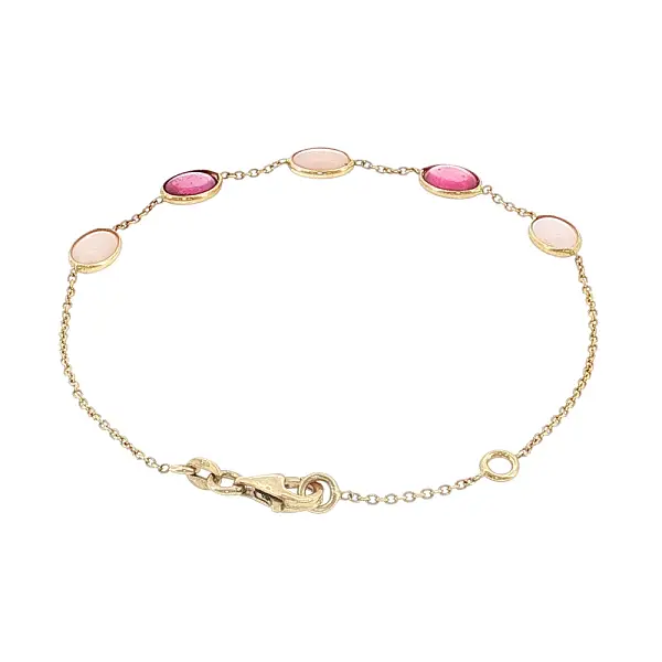 14k Gold Bracelet with Pink Gemstones