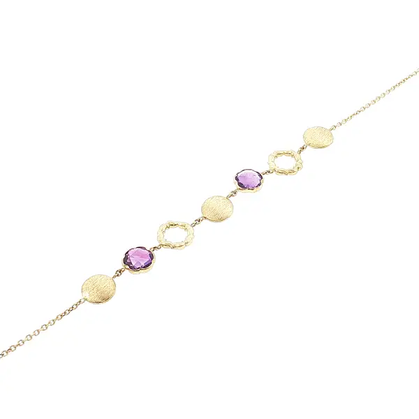 Luxury 14K Gold Necklace with Purple Stones