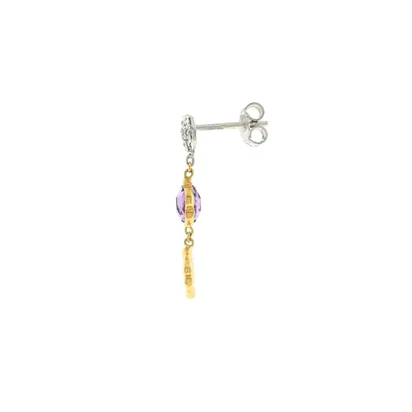 Luxury gold earrings with amethyst and delicate zircons