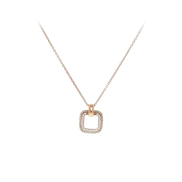 Gold necklace with square zircon pendant