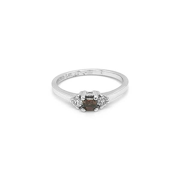 Gold Ring with Brown and White Diamonds